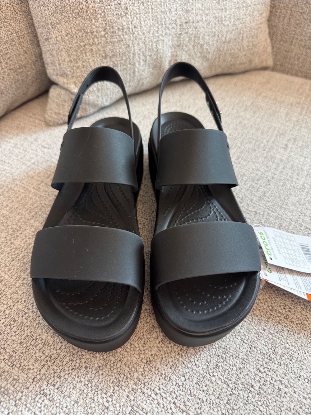 CROCS Black Brooklyn Low Wedge Sandals - Picture 4 of 6